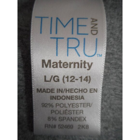 Time and Tru Maternity Sz L (12/14) grey v neck t-shirt Ruched sides - Picture 2 of 4